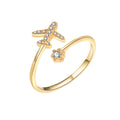 Daidan Girls Rings Jewelry Cute Cz 925 Silver Adjustable Gold Plated Airplane Rings