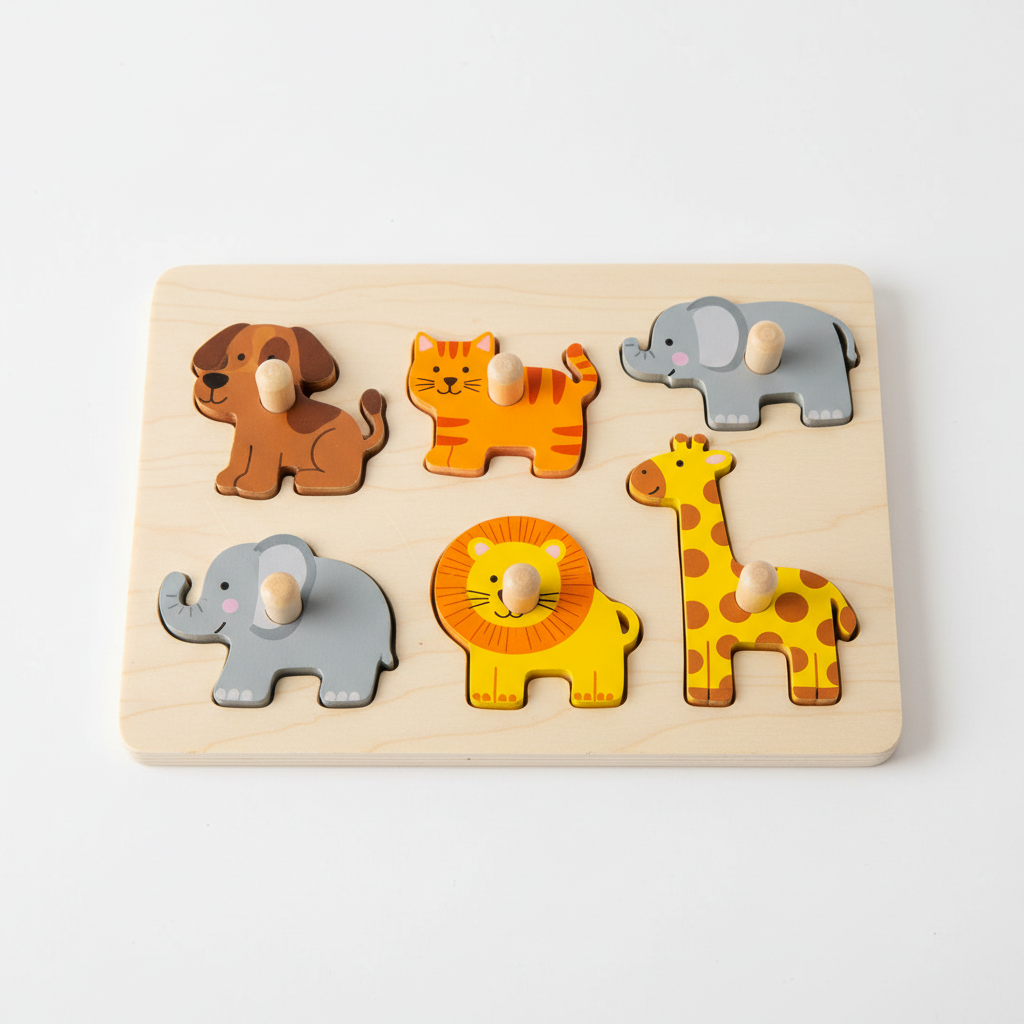 Wooden Peg Puzzle Animals for toddlers